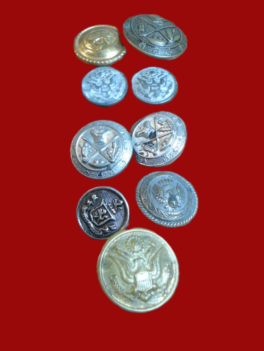 (Lot) WWI, American, Naval, British Buttons, Military